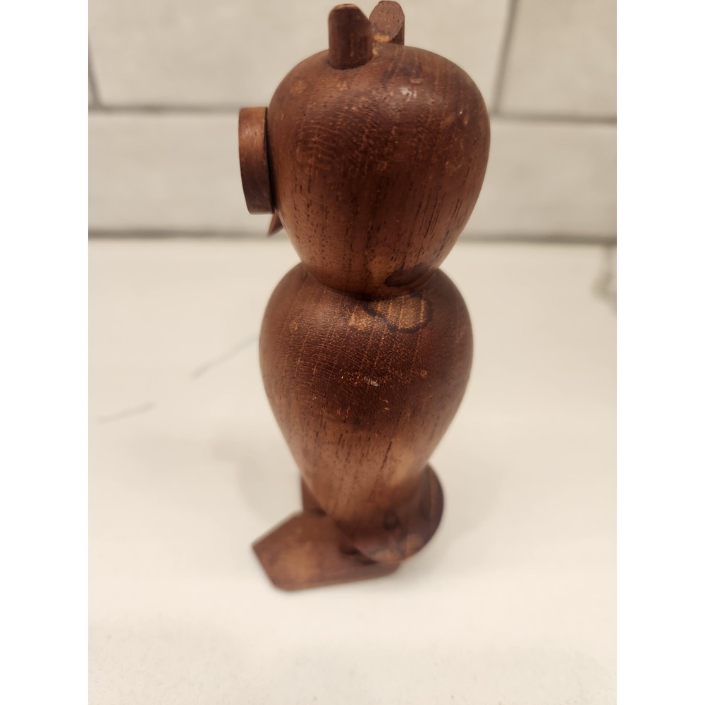 Vintage Laurids Lonborg Wooden Owl Figurine MCM Carved Teak Danish Eames Era 5" - Picture 7 of 11